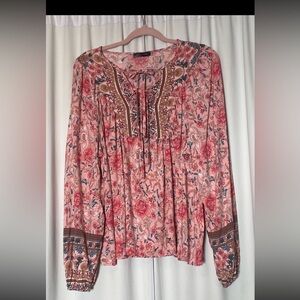 Bohemian Floral Long Sleeve Blouse